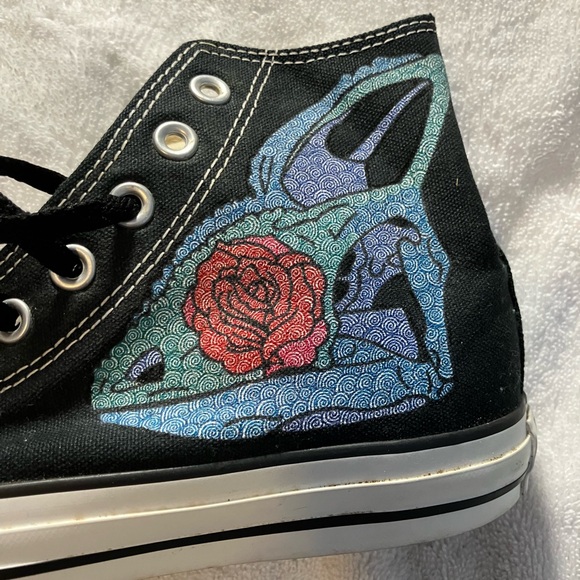 *RARE*  Black Converse Hightops - Personalized - Sz M 7 / W 9 / Eur 40 - Picture 2 of 7